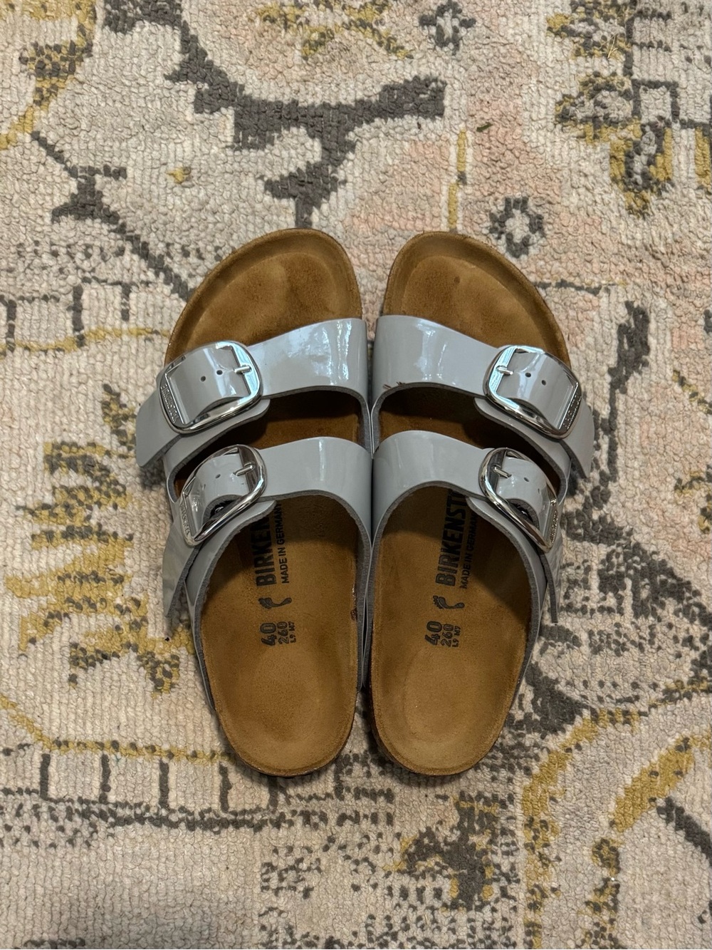 Birkenstock Arizona Patent Double-Strap Sandals - Light Gray